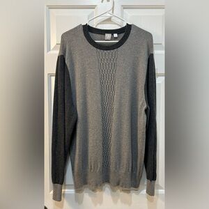 Raffi Shaya Sweater Men XL 54 Gray CASHMERE Wool Infused Knit Elbow Patch Luxury